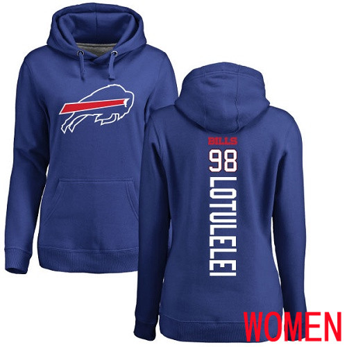 NFL Women Buffalo Bills 98 Star Lotulelei Royal Blue Backer Pullover Hoodie Sweatshirt